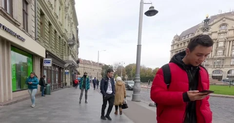 Timelapse of people on the sidewalk Stock Footage 162805571