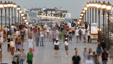 Timelapse of people walking on the bridge Stock Footage 94482177