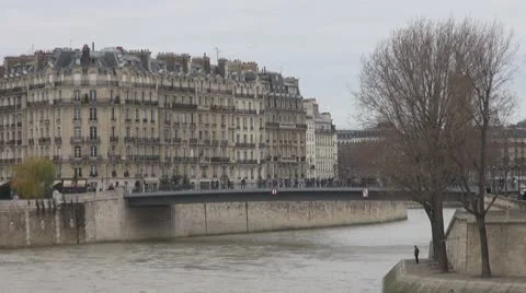 Timelapse People walking on a bridge in Paris Stock Footage 10760418