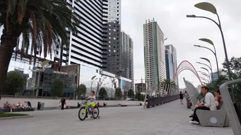Timelapse People walking on the new square "Alley of Heroes" in Batumi. Stock Footage 283573564