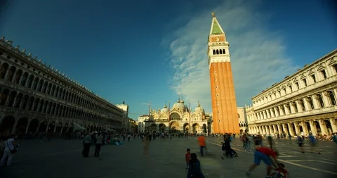 Timelapse of people walking at Piazza San Marco in Venice, Italy Stock Footage 99119730