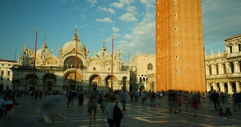 Timelapse of people walking at Piazza San Marco in Venice, Italy Stock Footage 99119758