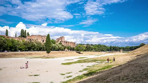 Timelapse of people walking through the Circus Maximus, Rome Stock Footage 132030106