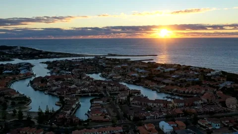 Timelapse of perfect sunset overlooking canals in Mandurah, Western Australia. Stock Footage 152253805