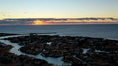 Timelapse of perfect sunset overlooking canals in Mandurah Western Australia Stock Footage 152254427