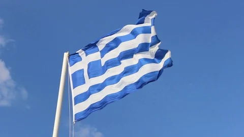 Timelapse of perspective shot of greece flag with blue open sky background Stock Footage 91998541