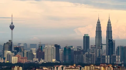 Timelapse of Petronas Twin Tower and KL Tower in Kuala Lumpur, Malaysia Stock Footage 49767114