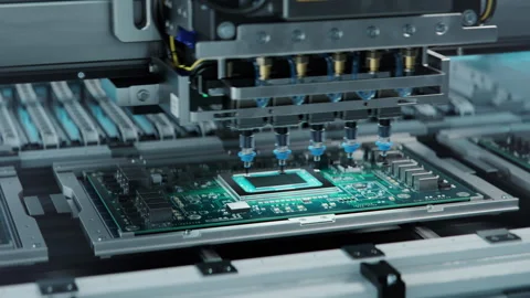 Timelapse of Pick and Place Machine installs Components on Circuit Board Vidéo 241487101