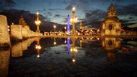 Timelapse of Place de la Concorde and the Eiffel tower. Paris, France. Stock Footage 144503448