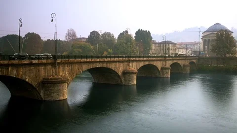 Timelapse on Po river in Turin Stock Footage 82009360