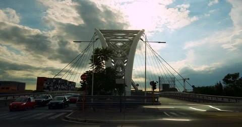 Timelapse of Ponte Settimia Spizzichino bridge in Rome, Italy Stock Footage 99111467