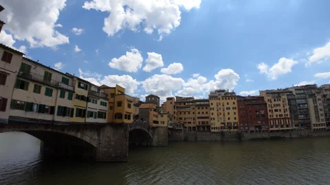 Timelapse Ponte Vecchio Old Bridge across Arno river Florence Italy Stock Footage 252767715