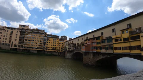 Timelapse Ponte Vecchio Old Bridge across Arno river Florence Italy Stock Footage 252804438
