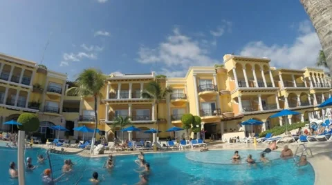 Timelapse of a pool at an all inclusive resort in Mexico Stock Footage 43312633