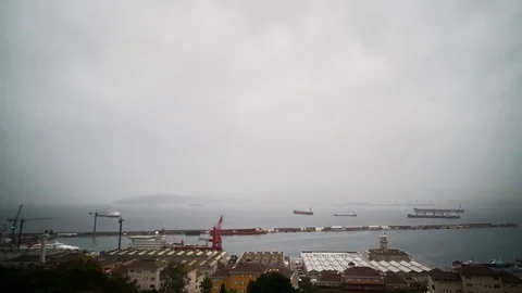 Timelapse of the Port of Gibraltar with clouds rolling through Stock Footage 77766669