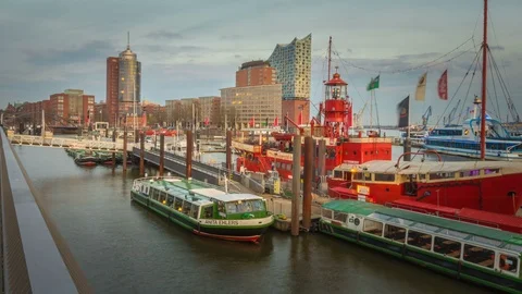 Timelapse in the port of Hamburg Stock Footage 87814550