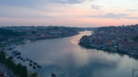 Timelapse of Porto at sunset time Stock Footage 60386578