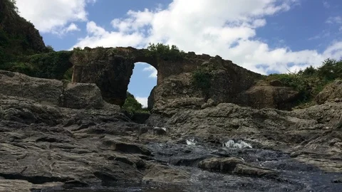 Timelapse of Portuguese Bridge with nice clouds,Ethiopia Stock Footage 96546183