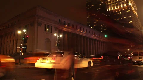 Timelapse Post Office at Night in New York City Stock Footage 147244959