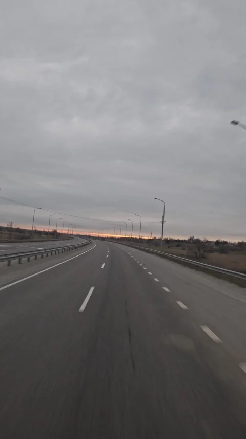 Timelapse pov driving on highway during cloudy sunset Stock-Footage 342391775