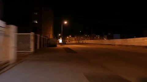 Timelapse POV walk through emtpy night streets. 4K UHD Video stock 70746119