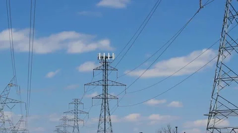 Timelapse Power Pylons and clouds Stock Footage 22219483