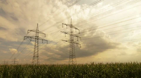 Timelapse of a power supply line Stock Footage 35733513