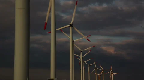Timelapse power windmills sunset clouds dark sky1 스톡 동영상 1069689