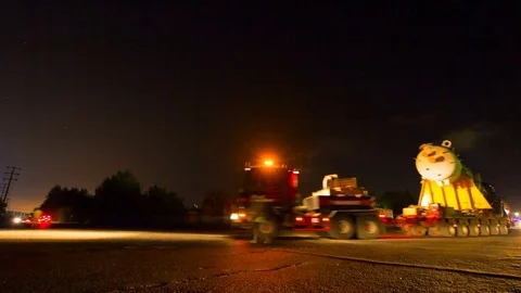 Timelapse Powerful Lorry Transports Heavy Concrete Tower Video stock 78057724