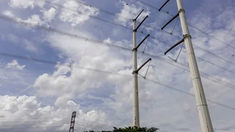 Timelapse Powerline stringing Video stock 146572069