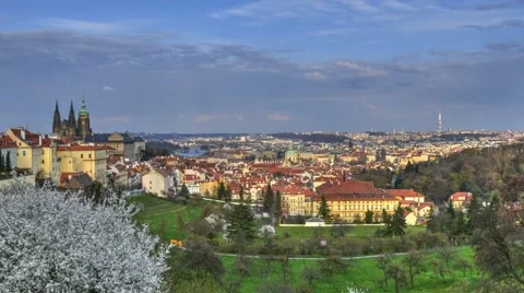 Timelapse of Prague cityscape created using dolly slider Stock Footage 61793113