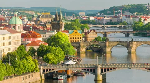 Timelapse of Prague in a summer day Video stock 59918840