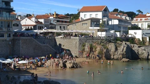 Timelapse of Praia da Rainha beach, Cascais, Portugal Stock Footage 93621168