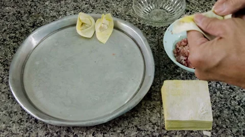 Timelapse of process make wonton Video stock 40370617