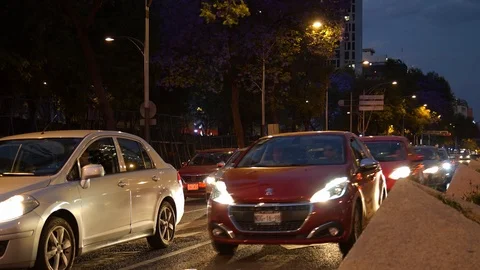 Timelapse Pseo de la Reforma Mexico City noche Stockbeeldmateriaal 105138200