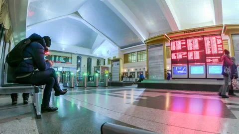 Timelapse for the public and official interior and the station hall 스톡 동영상 129574634