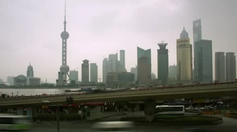 Timelapse Pudong skyline Vídeo Stock 11611257