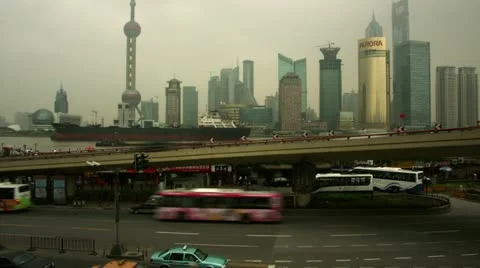 Timelapse Pudong skyline 스톡 동영상 11611289