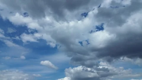 Timelapse of puffy clouds moving across the blue sky Stock Footage 278938506