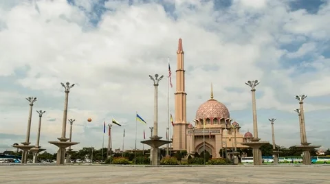 Timelapse of Putra Mosque, Putrajaya Stock Footage 49766848