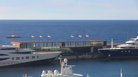 Timelapse Quai Rainier 3 Hercule Port Monaco city luxury yacht La Condamine day Stock Footage 44234799