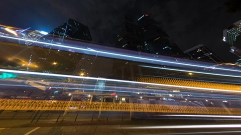 Timelapse Queensway, Loppo Centre and Bank of China, Hong Kong Stock Footage 92079312