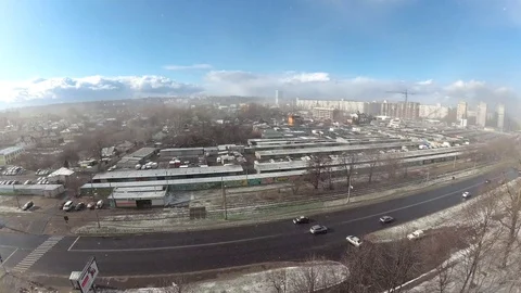 Timelapse Quick change of weather from snow to sun Stock Footage 129042360