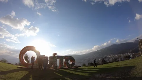 Timelapse Quito with children playing during sunset Stock Footage
