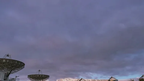 Timelapse of Radio Telescope Array in Desert Mountain -Tilt Down- Stock Footage 85242149