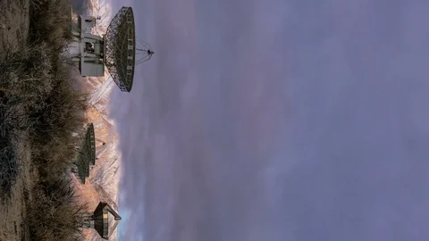 Timelapse of Radio Telescope Array in Desert Mountain -Vertical- Stock Footage 85243721