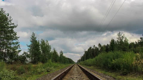 Timelapse On The Rails Of The Train Stock Footage 54680284