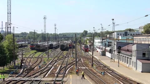 Timelapse at the railway station. Stock Footage 157860636