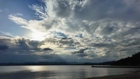 Timelapse of Rain Clouds over Lake Hamana at Kanzanji Stock Footage 342133359
