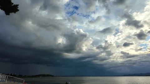 Timelapse of Rain Clouds over Lake Hamana at Kanzanji Stock Footage 342133405